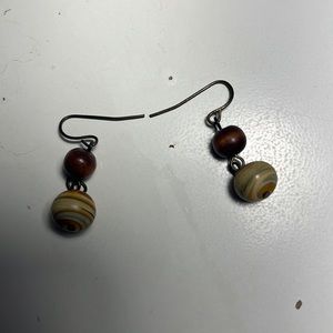 Brown Wooden Dangle Earrings